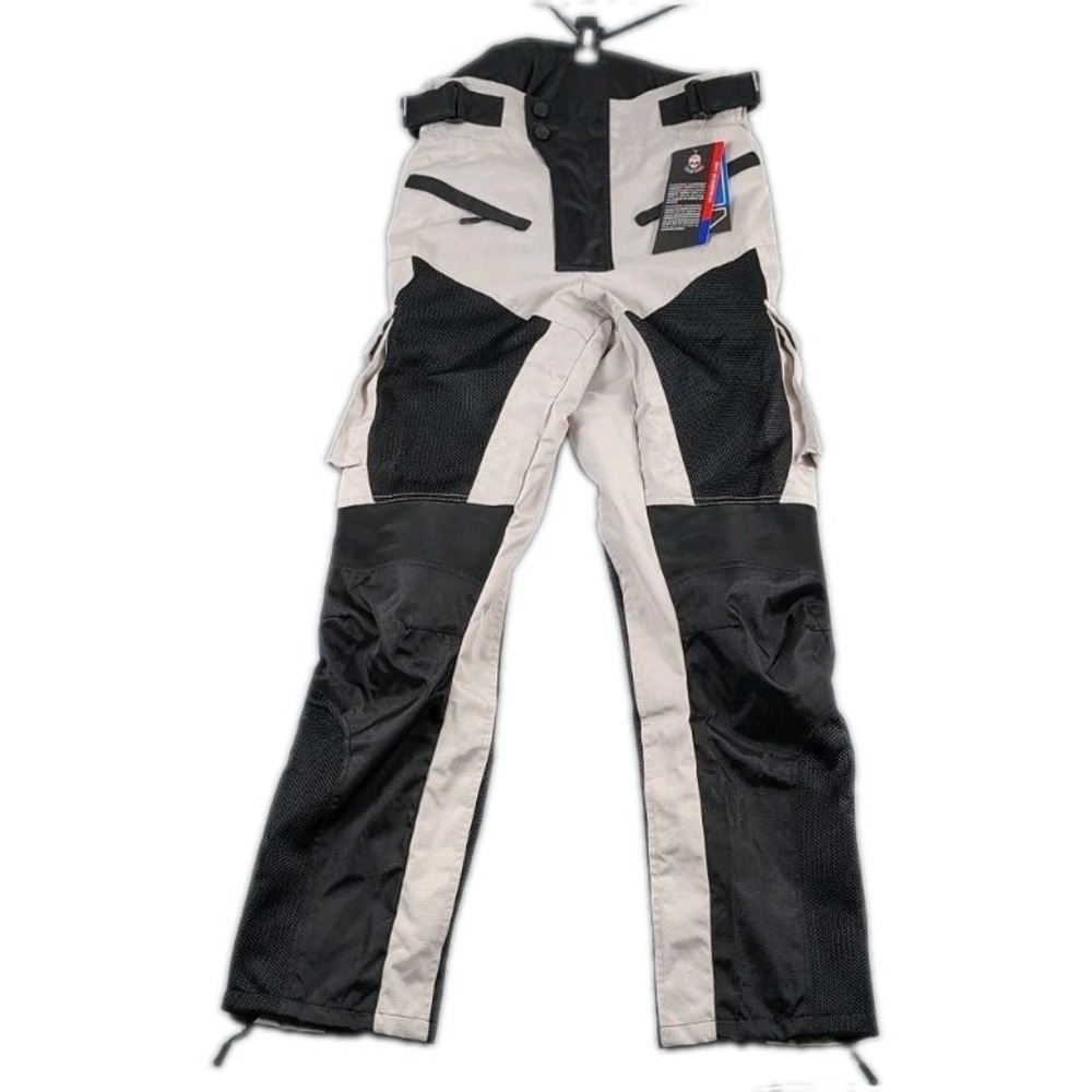 NWT Wicked Stock Motorcycle Riding Pants Light Gray & Blk Men's Size Large 32x32